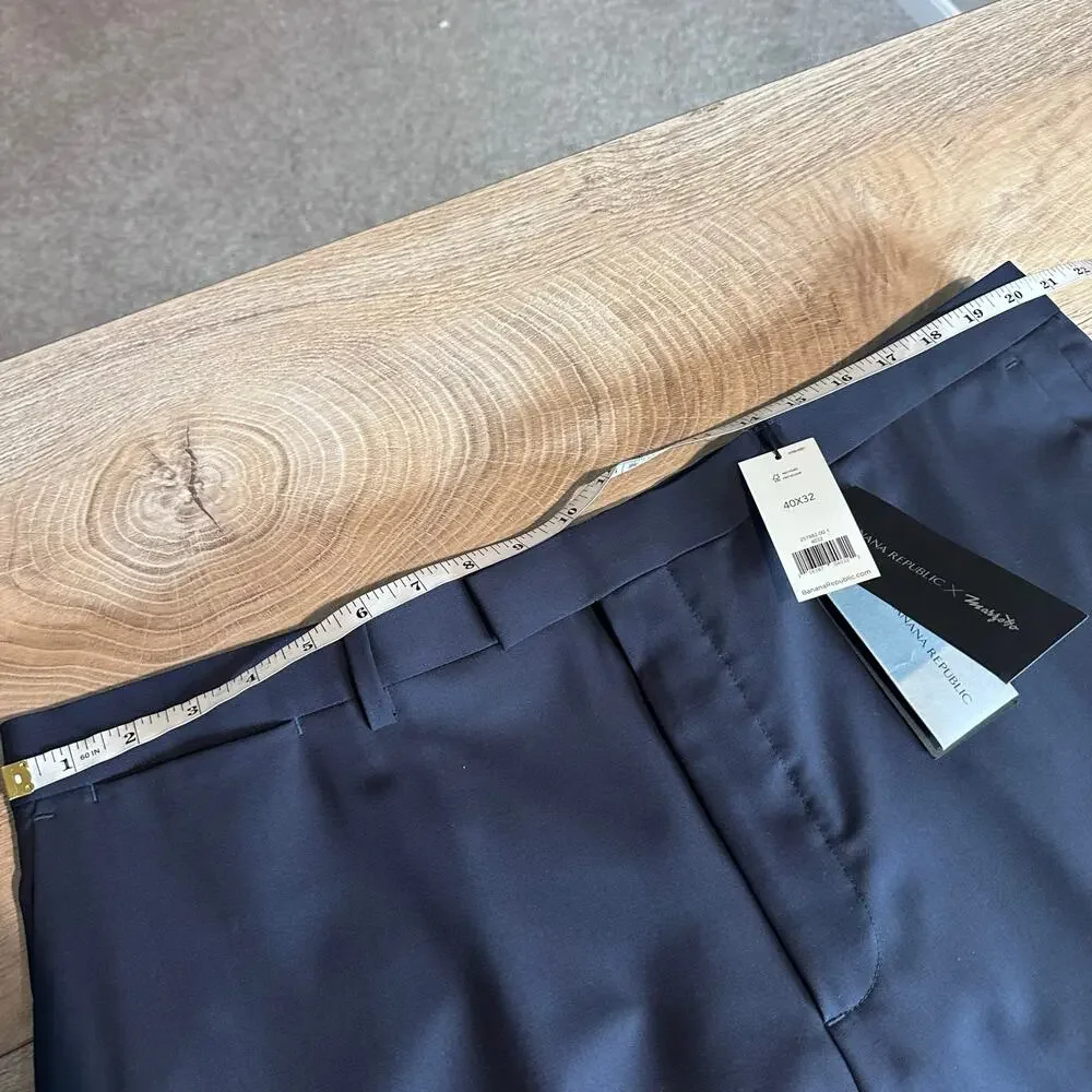 Banana Republic Men's Standard Italian Wool Suit Pant Navy Blue 40 x 32